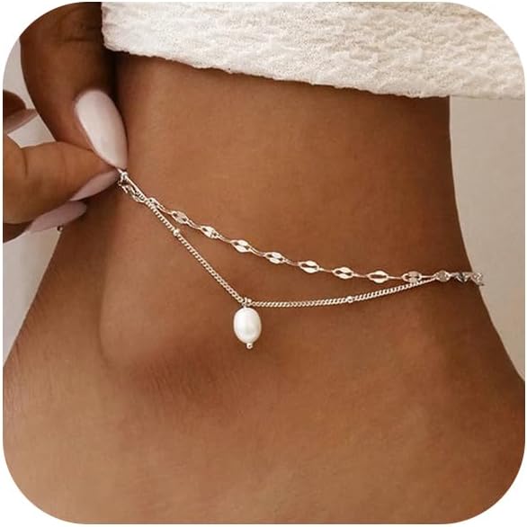 Body Jewelry Real Gold - Knöchelarmbänder für Damen, 14 Karat echtes