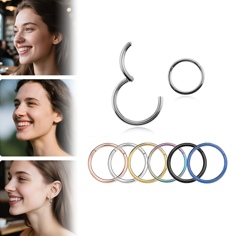 Body Jewelry Hoops - 16G 316L Chirurgischer Stahl Klappbare Clicker-Nasenringe,
