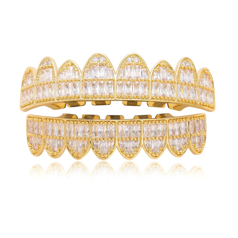 Body Jewelry Real Gold - HipHop vereist t Quadrat Zirkon Zahn