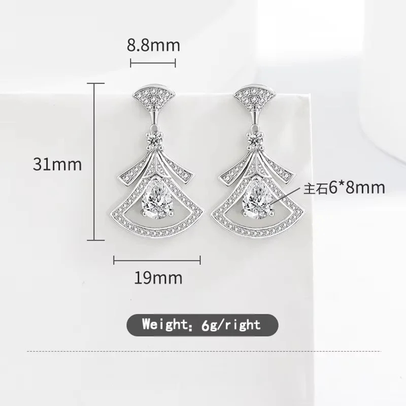 Body Jewelry Lot - Exquisite, diamantbesetzte, fächerförmige Ohrringe aus 925er