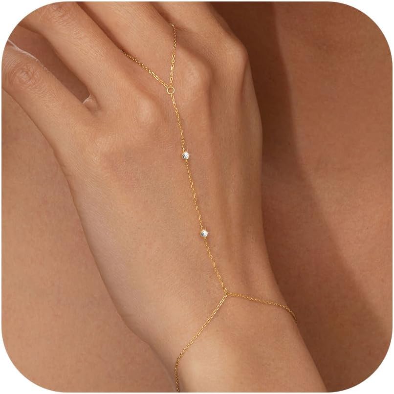 Body Jewelry Real Gold - Trendige Damen-Armbänder, 14 Karat vergoldet, zierliche