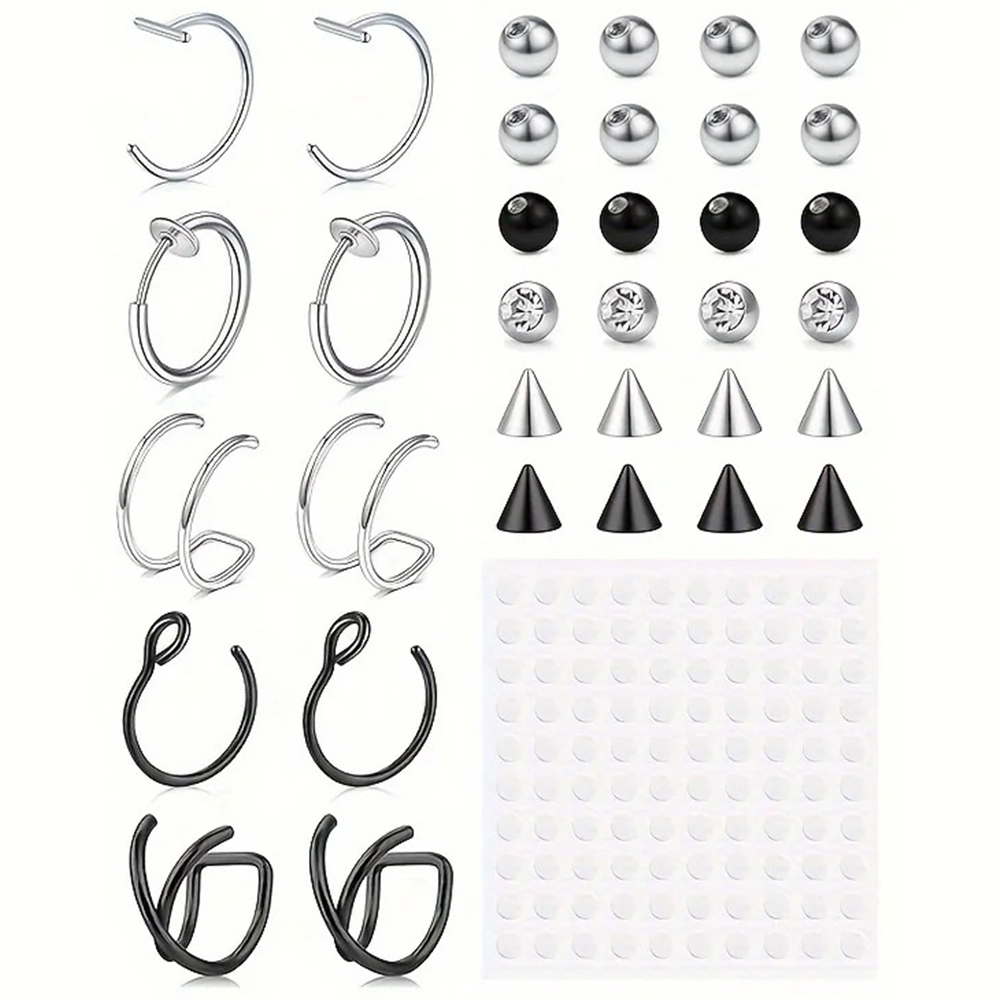 Body Jewelry Hoops - Fake-Piercings, Fake-Lippenring, Fake-Nasenring, Fake-Schlangenbeißer, Fake-Augenbrauenpiercing, Ohrklemme,