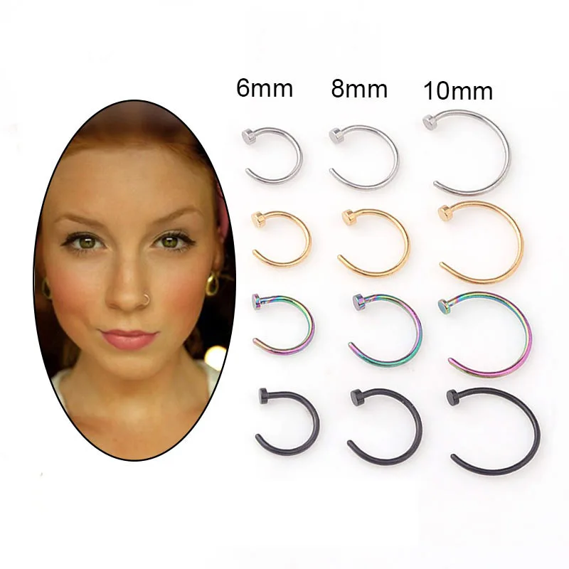 Body Jewelry Lot - 5 Stück/Set 20G Nasenring, 6mm/8mm/10mm Hypoallergener