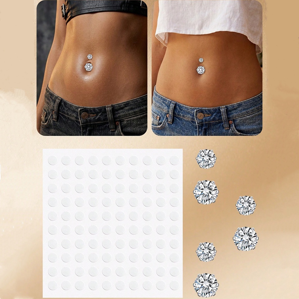 Body Jewelry Hoops - Künstlicher Bauchnabelpiercing mit Kubischem Zirkonia, Aufklebbare