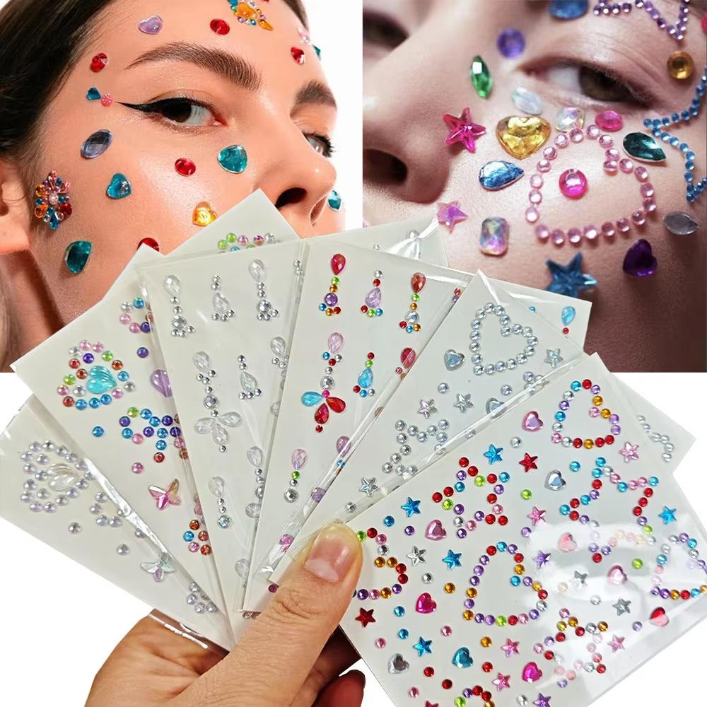 Body Jewelry Stickers - 1 Blatt Bunte Bogen / Stern