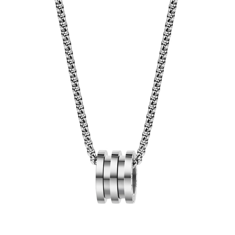 Body Jewelry Real Gold - Ganzkörper-Titanstahl-Halskette mit drei Ringen und schmaler
