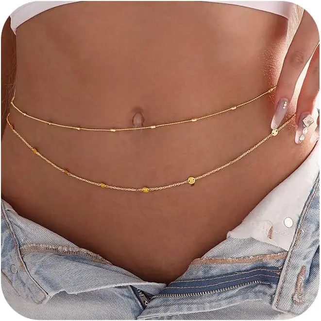 Body Jewelry Gold Plated - Wasserdichte Körperkette für Damen, 18 Karat