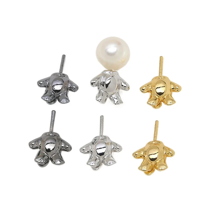 Body Jewelry Real Gold - 4 Stück verkupferter echter Goldbär, Tierkörper,
