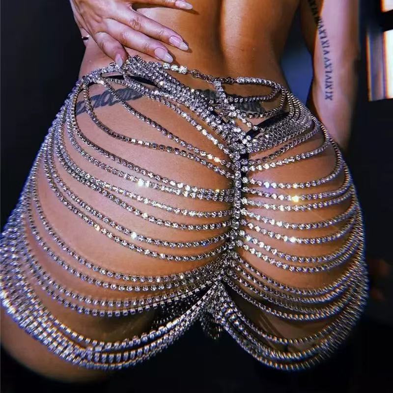 Body Jewelry Dress - 1pcSexy Modische Strass Butt Rock Kette