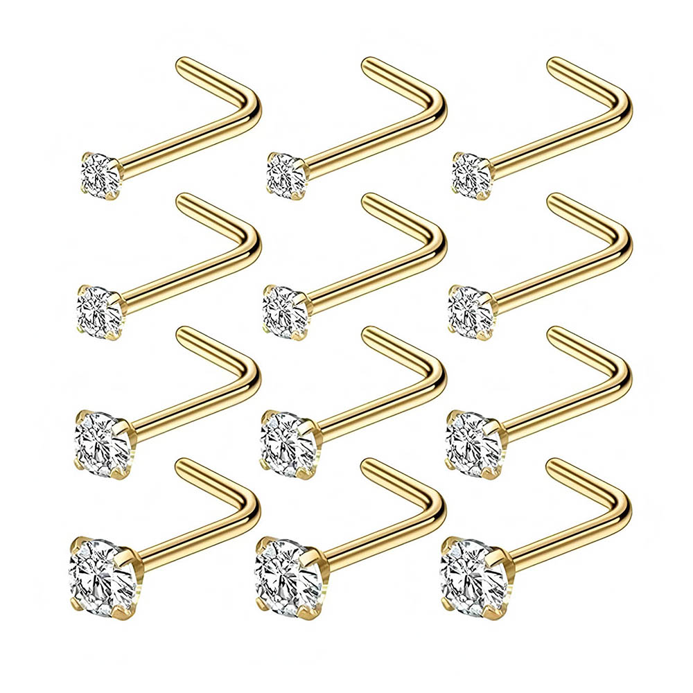 Body Jewelry Hoops - 12-teiliges komplettes Set 316L hypoallergene L-förmige