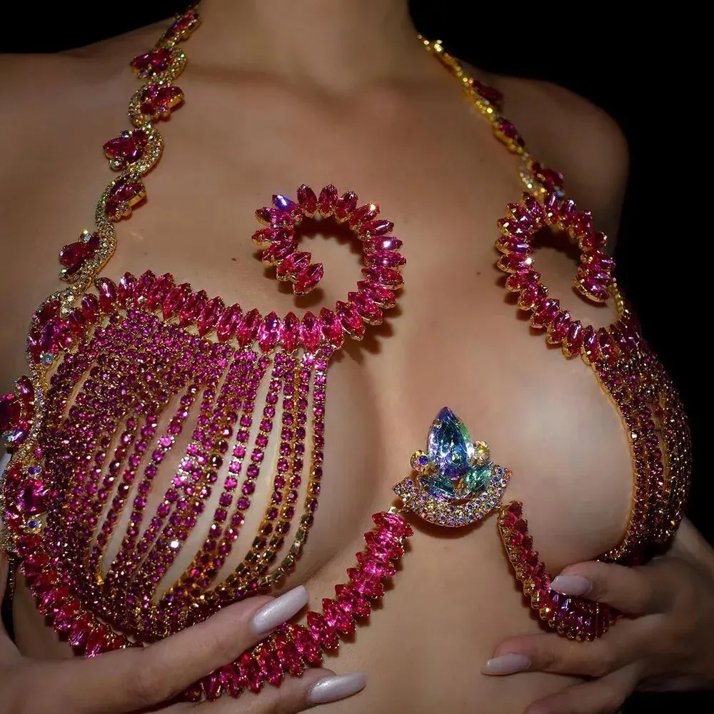 Rave rosa Kristall Brust halte – Body Jewelry Dress Bewertung und Preis